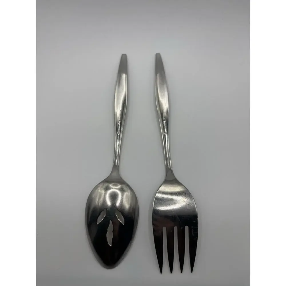 Vintage Oneida Community Stainless Wyndham Serving Fork Pierced Spoon Set